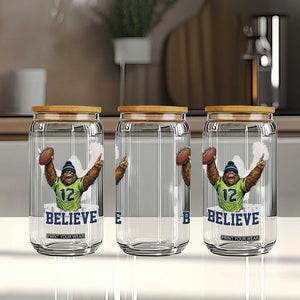 Funny Bigfoot Seattle Sports Fan Glass Can Pacific Northwest Football Graphic