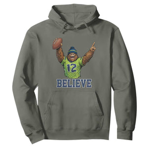 Funny Bigfoot Seattle Sports Fan Hoodie Pacific Northwest Football Graphic
