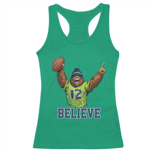 Funny Bigfoot Seattle Sports Fan Racerback Tank Top Pacific Northwest Football Graphic