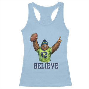 Funny Bigfoot Seattle Sports Fan Racerback Tank Top Pacific Northwest Football Graphic