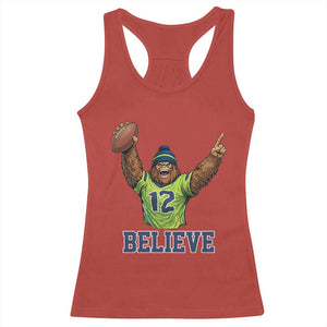 Funny Bigfoot Seattle Sports Fan Racerback Tank Top Pacific Northwest Football Graphic