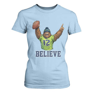 Funny Bigfoot Seattle Sports Fan T Shirt For Women Pacific Northwest Football Graphic