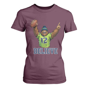 Funny Bigfoot Seattle Sports Fan T Shirt For Women Pacific Northwest Football Graphic