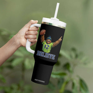 Funny Bigfoot Seattle Sports Fan Tumbler With Handle Pacific Northwest Football Graphic