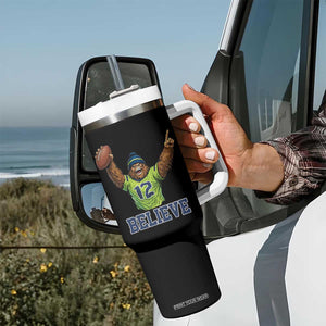 Funny Bigfoot Seattle Sports Fan Tumbler With Handle Pacific Northwest Football Graphic