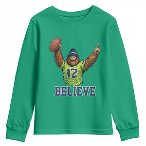 Funny Bigfoot Seattle Sports Fan Youth Sweatshirt Pacific Northwest Football Graphic
