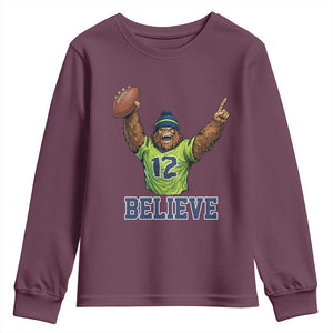 Funny Bigfoot Seattle Sports Fan Youth Sweatshirt Pacific Northwest Football Graphic