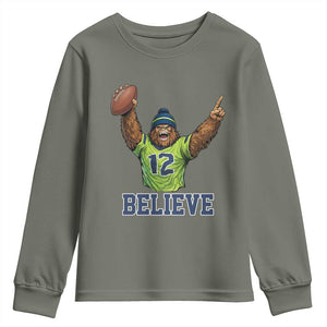 Funny Bigfoot Seattle Sports Fan Youth Sweatshirt Pacific Northwest Football Graphic