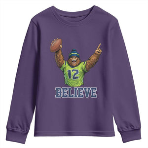 Funny Bigfoot Seattle Sports Fan Youth Sweatshirt Pacific Northwest Football Graphic