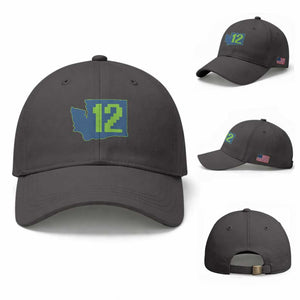 Washington State Map Number 12 Baseball Cap Pacific Northwest Sports Fan