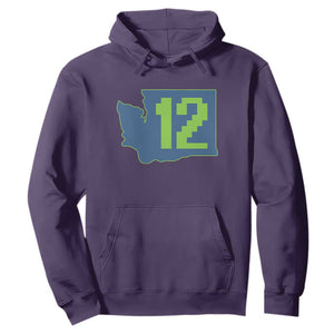 Washington State Map Number 12 Hoodie Pacific Northwest Sports Fan
