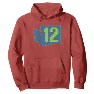 Washington State Map Number 12 Hoodie Pacific Northwest Sports Fan