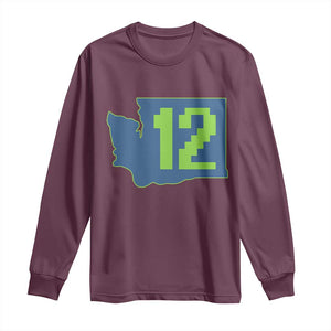 Washington State Map Number 12 Long Sleeve Shirt Pacific Northwest Sports Fan