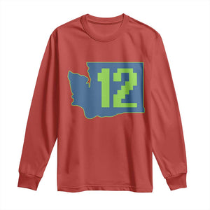 Washington State Map Number 12 Long Sleeve Shirt Pacific Northwest Sports Fan
