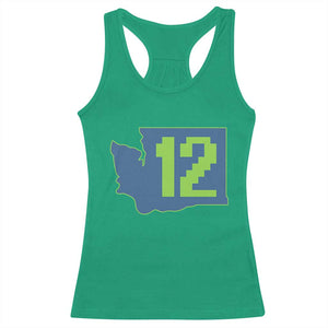 Washington State Map Number 12 Racerback Tank Top Pacific Northwest Sports Fan