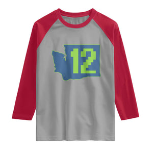 Washington State Map Number 12 Raglan Shirt Pacific Northwest Sports Fan