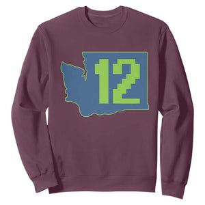 Washington State Map Number 12 Sweatshirt Pacific Northwest Sports Fan