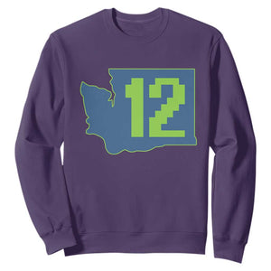 Washington State Map Number 12 Sweatshirt Pacific Northwest Sports Fan
