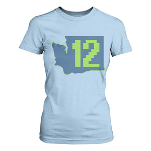 Washington State Map Number 12 T Shirt For Women Pacific Northwest Sports Fan