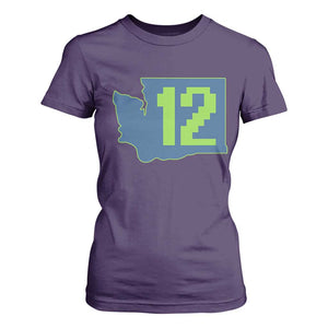 Washington State Map Number 12 T Shirt For Women Pacific Northwest Sports Fan