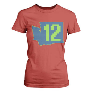 Washington State Map Number 12 T Shirt For Women Pacific Northwest Sports Fan