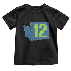 Washington State Map Number 12 Toddler T Shirt Pacific Northwest Sports Fan