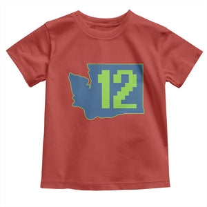 Washington State Map Number 12 Toddler T Shirt Pacific Northwest Sports Fan