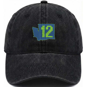 Washington State Map Number 12 Washed Cotton Baseball Cap Pacific Northwest Sports Fan