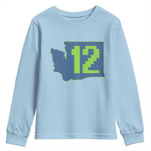 Washington State Map Number 12 Youth Sweatshirt Pacific Northwest Sports Fan