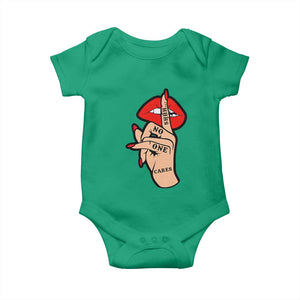 Shhh No One Cares Baby Onesie Sarcastic Humor Gift TS12 Irish Green Print Your Wear