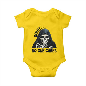 Funny Skeleton Humor Baby Onesie Shhh No One Cares TS12 Daisy Print Your Wear