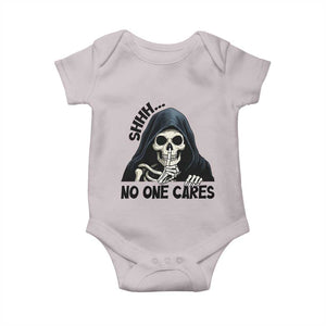 Funny Skeleton Humor Baby Onesie Shhh No One Cares TS12 Ice Gray Print Your Wear