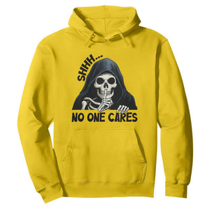 Funny Skeleton Humor Hoodie Shhh No One Cares TS12 Daisy Print Your Wear