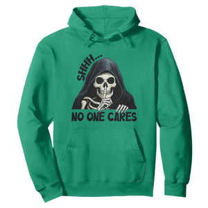 Funny Skeleton Humor Hoodie Shhh No One Cares TS12 Irish Green Print Your Wear