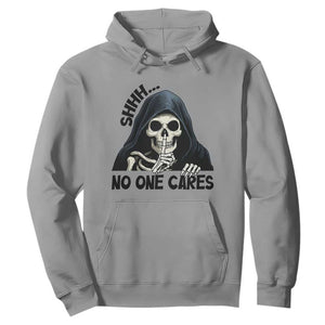Funny Skeleton Humor Hoodie Shhh No One Cares TS12 Sport Gray Print Your Wear