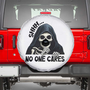 Funny Skeleton Humor Spare Tire Cover Shhh No One Cares TS12 White Print Your Wear