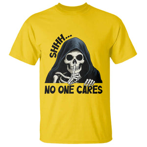 Funny Skeleton Humor T Shirt Shhh No One Cares TS12 Daisy Print Your Wear