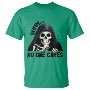 Funny Skeleton Humor T Shirt Shhh No One Cares TS12 Irish Green Print Your Wear