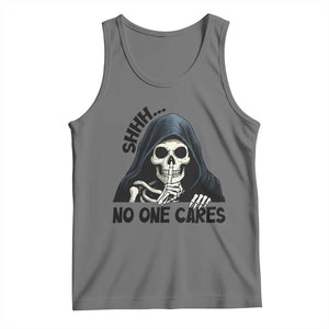 Funny Skeleton Humor Tank Top Shhh No One Cares TS12 Black Heather Print Your Wear
