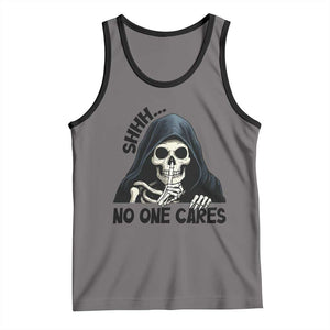 Funny Skeleton Humor Tank Top Shhh No One Cares TS12 Deep Heather Black Print Your Wear
