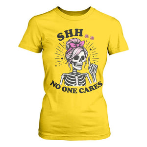 Funny Skeleton Sarcastic T Shirt For Women Shhh No One Cares TS12 Daisy Print Your Wear