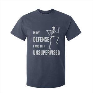 Funny Sarcastic T Shirt For Kid In My Defence I Was Left Unsupervised TS12 Navy Print Your Wear