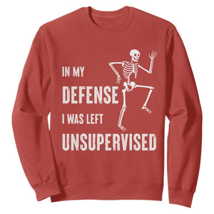 Funny Sarcastic Sweatshirt In My Defence I Was Left Unsupervised TS12 Red Print Your Wear