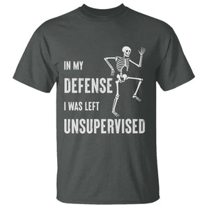 Funny Sarcastic T Shirt In My Defence I Was Left Unsupervised TS12 Dark Heather Print Your Wear
