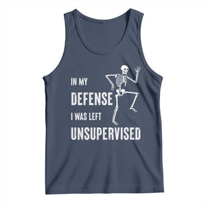 Funny Sarcastic Tank Top In My Defence I Was Left Unsupervised TS12 Navy Print Your Wear