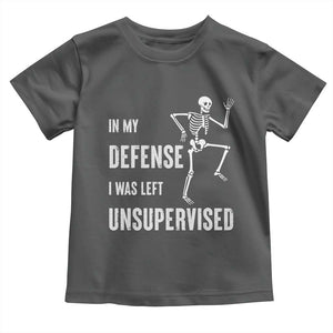 Funny Sarcastic Toddler T Shirt In My Defence I Was Left Unsupervised TS12 Dark Heather Print Your Wear