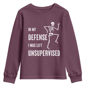 Funny Sarcastic Youth Sweatshirt In My Defence I Was Left Unsupervised TS12 Maroon Print Your Wear