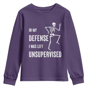 Funny Sarcastic Youth Sweatshirt In My Defence I Was Left Unsupervised TS12 Purple Print Your Wear