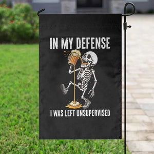 Funny Skeleton Beer Garden Flag In My Defence I Was Left Unsupervised TS12 Print Your Wear