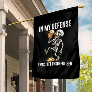 Funny Skeleton Beer Garden Flag In My Defence I Was Left Unsupervised TS12 Print Your Wear